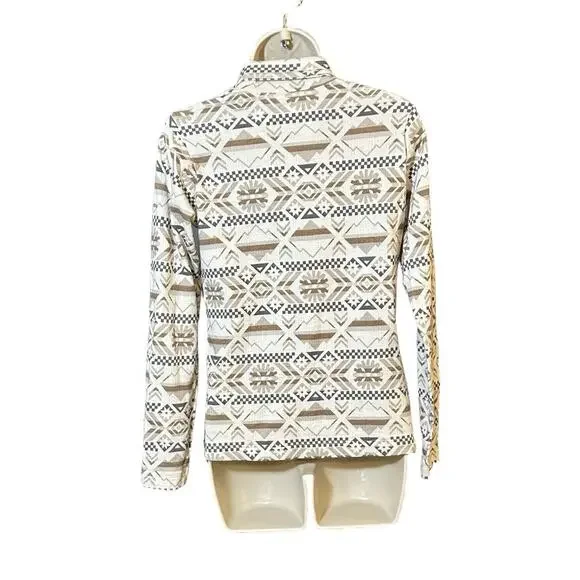 Cozy Columbia Aztec Mock Neck Pullover Neutral Geo Winter Adventure Layer S - Picture 3 of 5